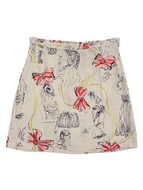 Vintage Archival BETSEY JOHNSON "Lady Print" Rayon Crepe Mini Skirt S / M